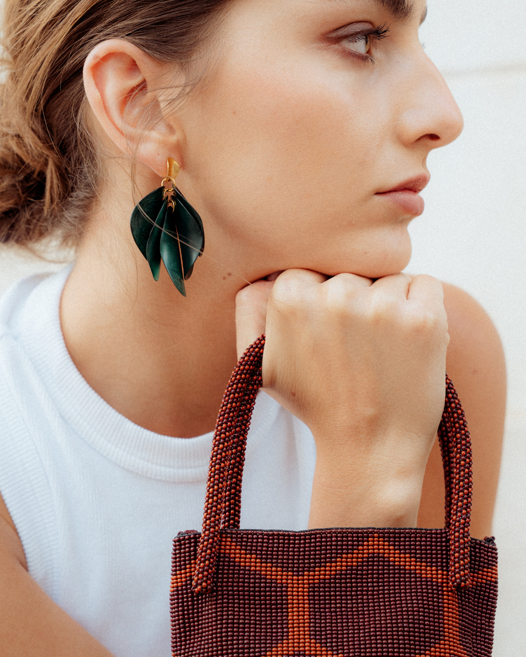 Aros Flora Tagua - Verde Esmeralda